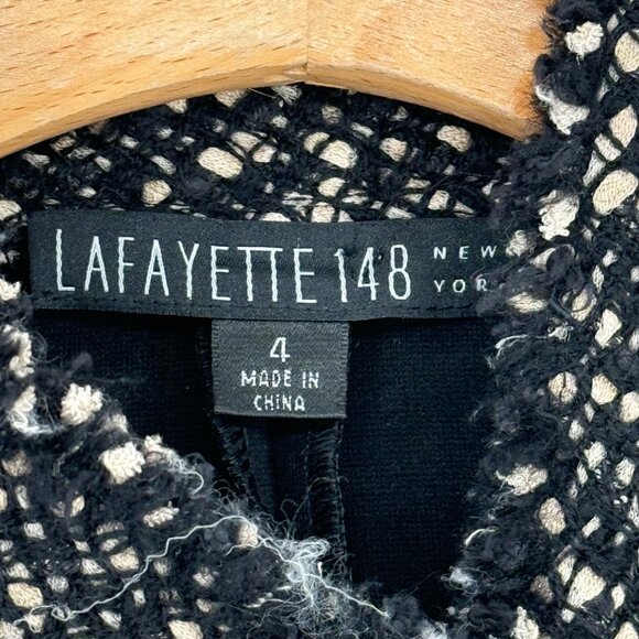Lafayette 148 New York Womens Blazer jacket ponte knit Size 4 Black Tweed trim - Picture 5 of 10